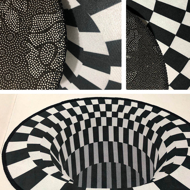 Skorter | Creepy Hole 3D Illusion Rug Black and White Modern Rug Polypropylene Pet-Friendly Antiskid Dirt-Resistant Rug for Living Room