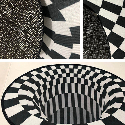 Skorter | Creepy Hole 3D Illusion Rug Black and White Modern Rug Polypropylene Pet-Friendly Antiskid Dirt-Resistant Rug for Living Room