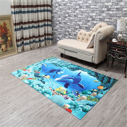Skorter | Amazing Multicolor Natural Landscape Carpet Polyester Modern Carpet Stain Resistant Washable Non-Slip Back Carpet for Family Room