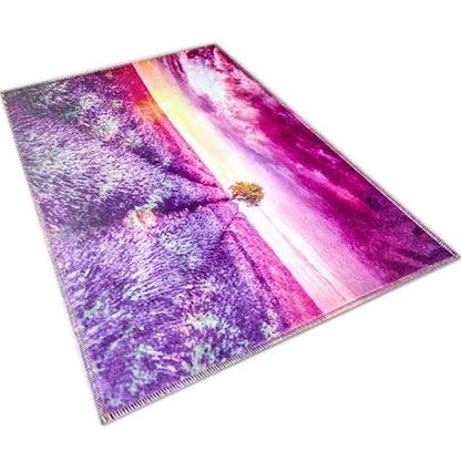 Skorter | Amazing Multicolor Natural Landscape Carpet Polyester Modern Carpet Stain Resistant Washable Non-Slip Back Carpet for Family Room