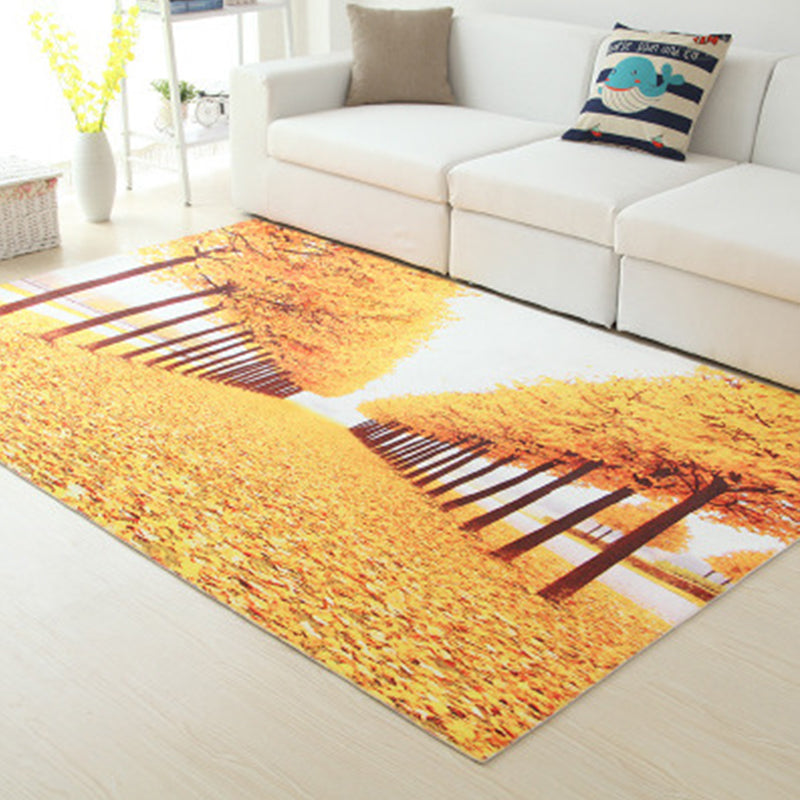 Skorter | Amazing Multicolor Natural Landscape Carpet Polyester Modern Carpet Stain Resistant Washable Non-Slip Back Carpet for Family Room