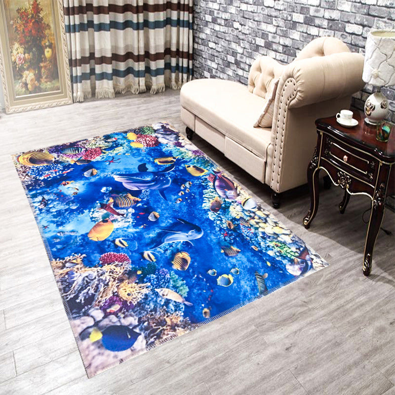 Skorter | Amazing Multicolor Natural Landscape Carpet Polyester Modern Carpet Stain Resistant Washable Non-Slip Back Carpet for Family Room