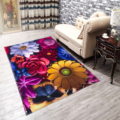 Skorter | Amazing Multicolor Natural Landscape Carpet Polyester Modern Carpet Stain Resistant Washable Non-Slip Back Carpet for Family Room