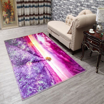 Skorter | Amazing Multicolor Natural Landscape Carpet Polyester Modern Carpet Stain Resistant Washable Non-Slip Back Carpet for Family Room
