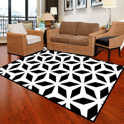 Skorter | Black and White Novelty Rug Polypropylene Optical Illusions Geometric Carpet Stain Resistant Pet Friendly Non Slip Rug for Home