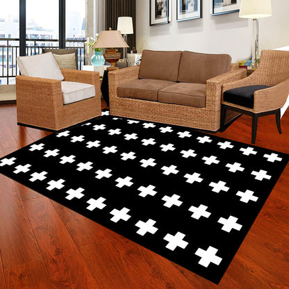 Skorter | Black and White Novelty Rug Polypropylene Optical Illusions Geometric Carpet Stain Resistant Pet Friendly Non Slip Rug for Home