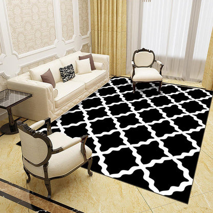 Skorter | Black and White Novelty Rug Polypropylene Optical Illusions Geometric Carpet Stain Resistant Pet Friendly Non Slip Rug for Home