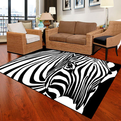 Skorter | Black and White Novelty Rug Polypropylene Optical Illusions Geometric Carpet Stain Resistant Pet Friendly Non Slip Rug for Home