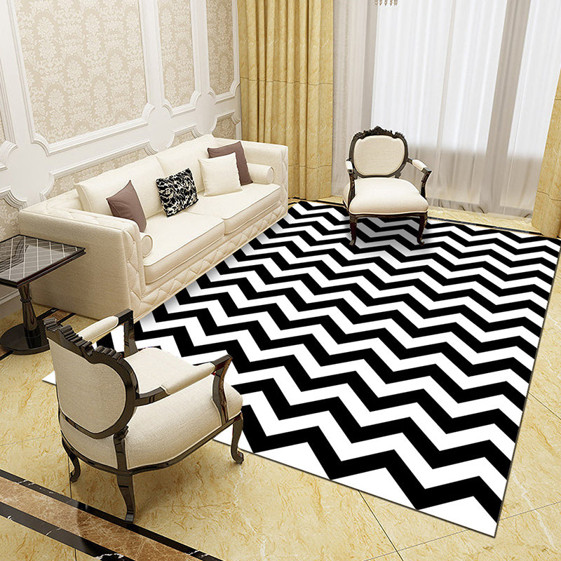 Skorter | Black and White Novelty Rug Polypropylene Optical Illusions Geometric Carpet Stain Resistant Pet Friendly Non Slip Rug for Home