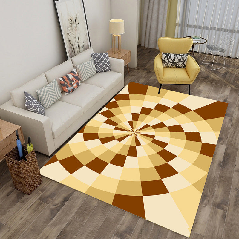 Skorter | Enchanting Multicolor Novelty Carpet Synthetic Twist Checker 3D Illusion Rug Machine Washable Pet Friendly Non-Slip Rug for Room