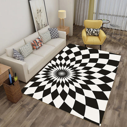 Skorter | Enchanting Multicolor Novelty Carpet Synthetic Twist Checker 3D Illusion Rug Machine Washable Pet Friendly Non-Slip Rug for Room