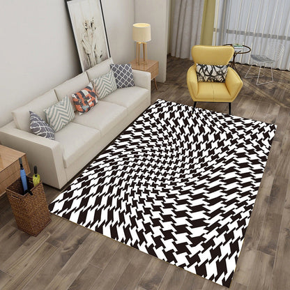 Skorter | Enchanting Multicolor Novelty Carpet Synthetic Twist Checker 3D Illusion Rug Machine Washable Pet Friendly Non-Slip Rug for Room