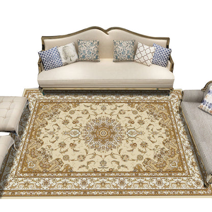 Skorter | Beautiful multicolored jacquard rug polypropylene traditional rug stain-resistant washable non-slip backing rug for room