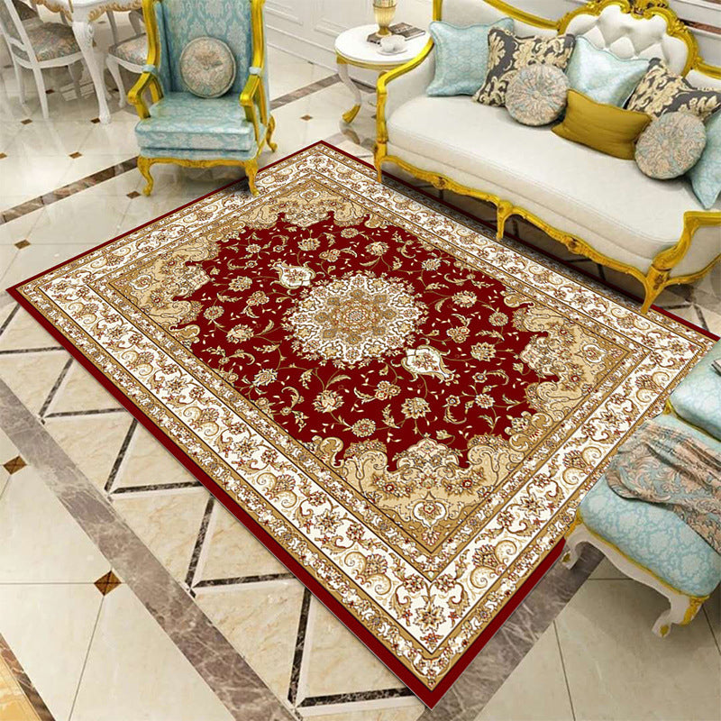 Skorter | Beautiful multicolored jacquard rug polypropylene traditional rug stain-resistant washable non-slip backing rug for room
