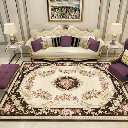 Skorter | Empire Floral Area Rug Multicolor Victorian Carpet Synthetic Stain Resistant Non-Slip Backing Pet Friendly Rug for Lounge