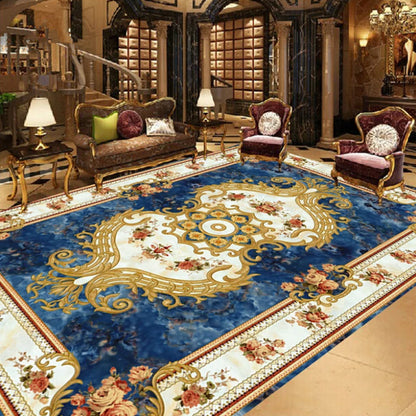 Skorter | Empire Floral Area Rug Multicolor Victorian Carpet Synthetic Stain Resistant Non-Slip Backing Pet Friendly Rug for Lounge