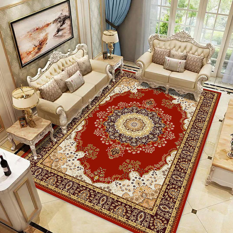 Skorter | Empire Floral Area Rug Multicolor Victorian Carpet Synthetic Stain Resistant Non-Slip Backing Pet Friendly Rug for Lounge