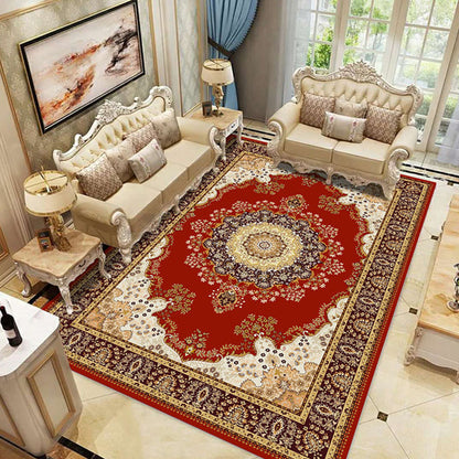 Skorter | Empire Floral Area Rug Multicolor Victorian Carpet Synthetic Stain Resistant Non-Slip Backing Pet Friendly Rug for Lounge