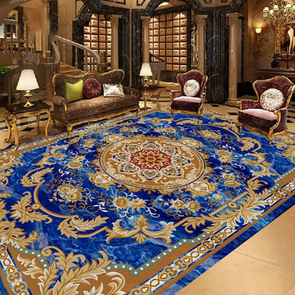 Skorter | Empire Floral Area Rug Multicolor Victorian Carpet Synthetic Stain Resistant Non-Slip Backing Pet Friendly Rug for Lounge