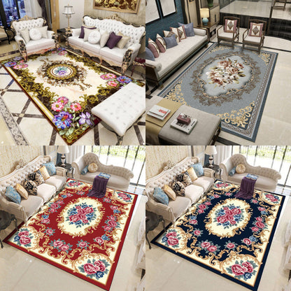 Skorter | Beautiful Peony Print Rug Multicolor Classic Rug Polypropylene Non-slip Machine Washable Stain Resistant Rug for the Room