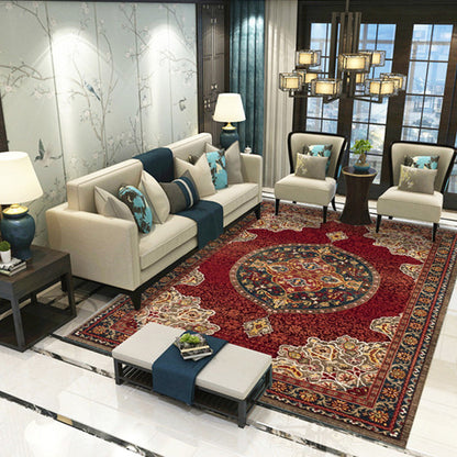 Skorter | Beautiful Peony Print Rug Multicolor Classic Rug Polypropylene Non-slip Machine Washable Stain Resistant Rug for the Room