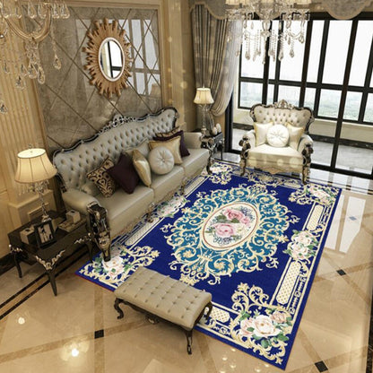 Skorter | Beautiful Peony Print Rug Multicolor Classic Rug Polypropylene Non-slip Machine Washable Stain Resistant Rug for the Room
