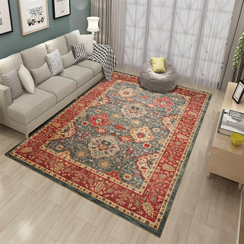 Skorter | Antique Multicolor Glam Carpet Polyester Floral Pattern Carpet Pet Friendly Stain Resistant Non-Slip Carpet for Home