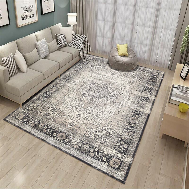Skorter | Antique Multicolor Glam Carpet Polyester Floral Pattern Carpet Pet Friendly Stain Resistant Non-Slip Carpet for Home