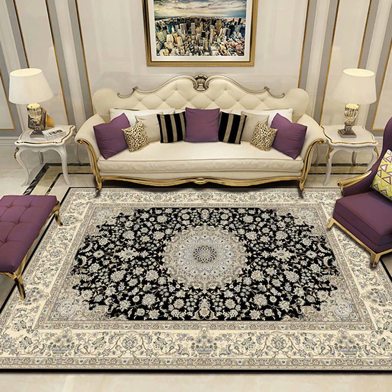 Skorter | Antique Multicolor Glam Carpet Polyester Floral Pattern Carpet Pet Friendly Stain Resistant Non-Slip Carpet for Home