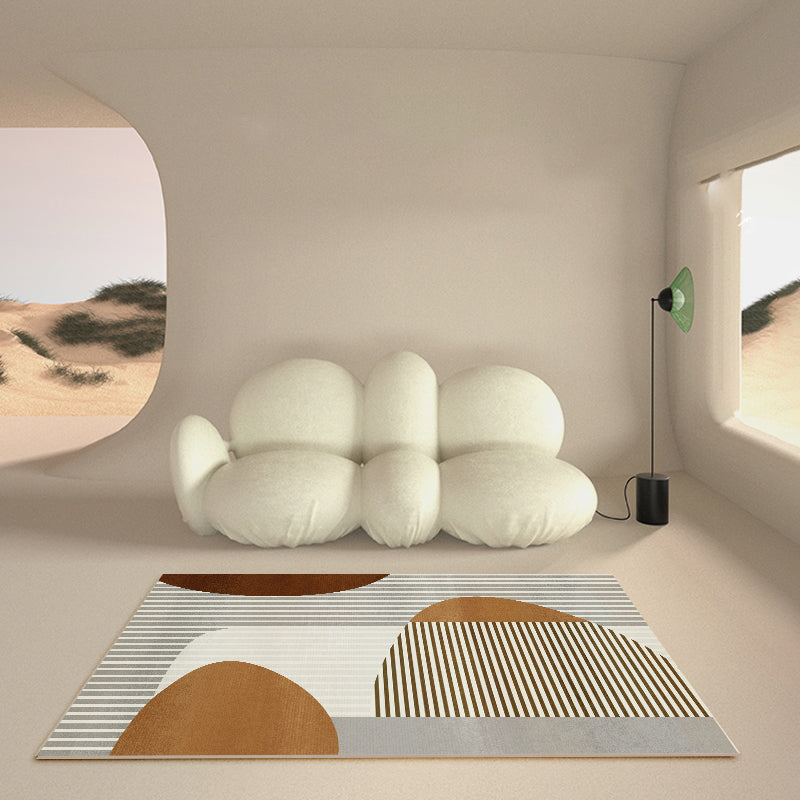 Skorter | Calming Multi Colors Nordic Rug Synthetic Geometric Rug Washable Stain Resistant Non-Slip Backing Rug for Living Room