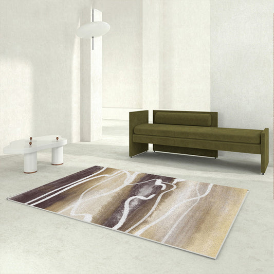 Skorter | Calming Multi Colors Nordic Rug Synthetic Geometric Rug Washable Stain Resistant Non-Slip Backing Rug for Living Room