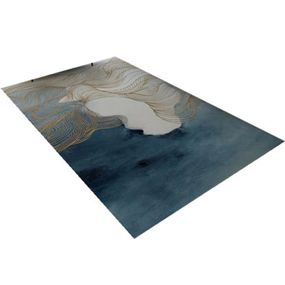 Skorter | Asian abstract flowing print carpet Multicolor synthetic carpet pet-friendly washable non-slip flooring for living room