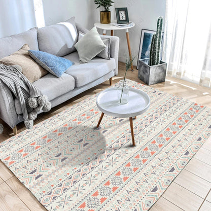 Skorter | Exotic antique carpet multicolored geometric print rug non-slip back pet-friendly machine washable rug for large room