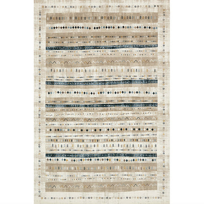 Skorter | Exotic antique carpet multicolored geometric print rug non-slip back pet-friendly machine washable rug for large room