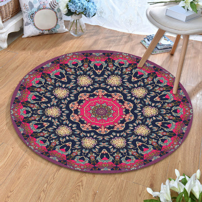 Skorter | Ethnic Multicolor Print Carpet Polyester Persian Carpet Stain Resistant Machine Washable Non-Slip Carpet for the Living Room