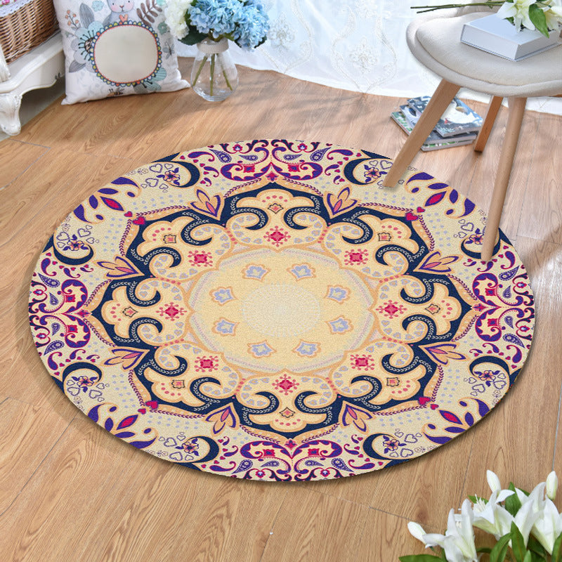 Skorter | Ethnic Multicolor Print Carpet Polyester Persian Carpet Stain Resistant Machine Washable Non-Slip Carpet for the Living Room