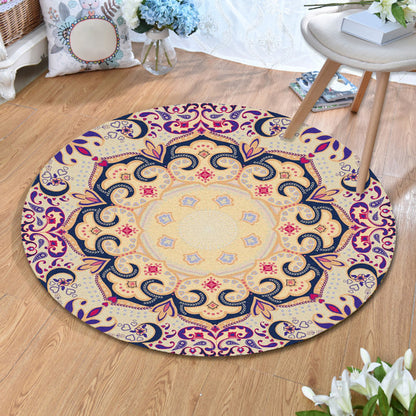 Skorter | Ethnic Multicolor Print Carpet Polyester Persian Carpet Stain Resistant Machine Washable Non-Slip Carpet for the Living Room