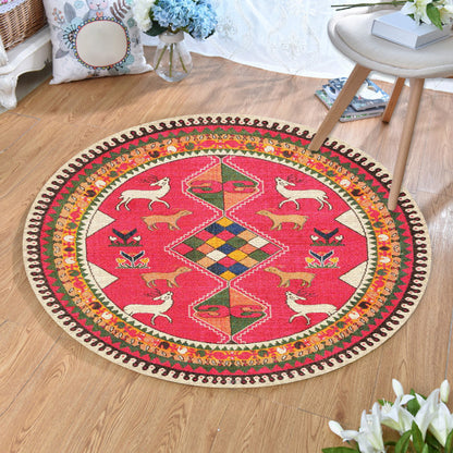 Skorter | Ethnic Multicolor Print Carpet Polyester Persian Carpet Stain Resistant Machine Washable Non-Slip Carpet for the Living Room