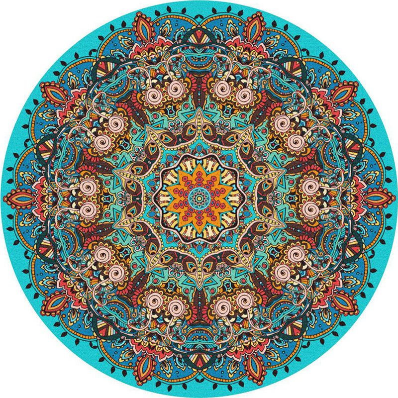 Skorter | Ethnic Multicolor Print Carpet Polyester Persian Carpet Stain Resistant Machine Washable Non-Slip Carpet for the Living Room