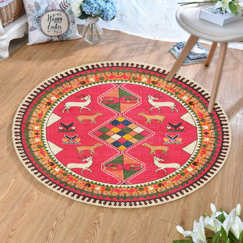 Skorter | Ethnic Multicolor Print Carpet Polyester Persian Carpet Stain Resistant Machine Washable Non-Slip Carpet for the Living Room