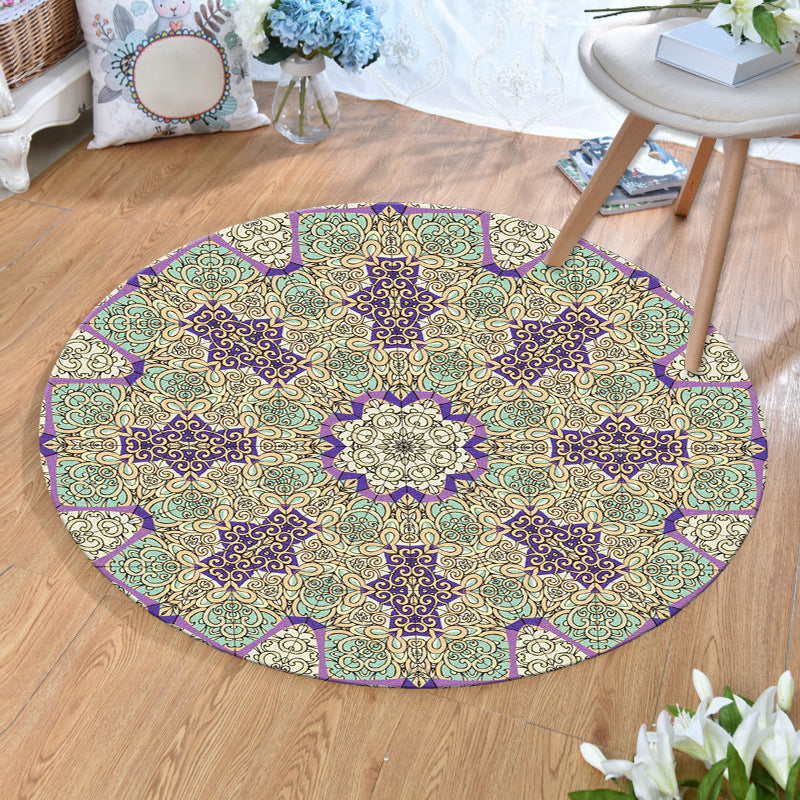 Skorter | Ethnic Multicolor Print Carpet Polyester Persian Carpet Stain Resistant Machine Washable Non-Slip Carpet for the Living Room