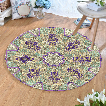 Skorter | Ethnic Multicolor Print Carpet Polyester Persian Carpet Stain Resistant Machine Washable Non-Slip Carpet for the Living Room