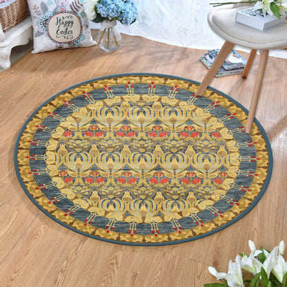 Skorter | Ethnic Multicolor Print Carpet Polyester Persian Carpet Stain Resistant Machine Washable Non-Slip Carpet for the Living Room