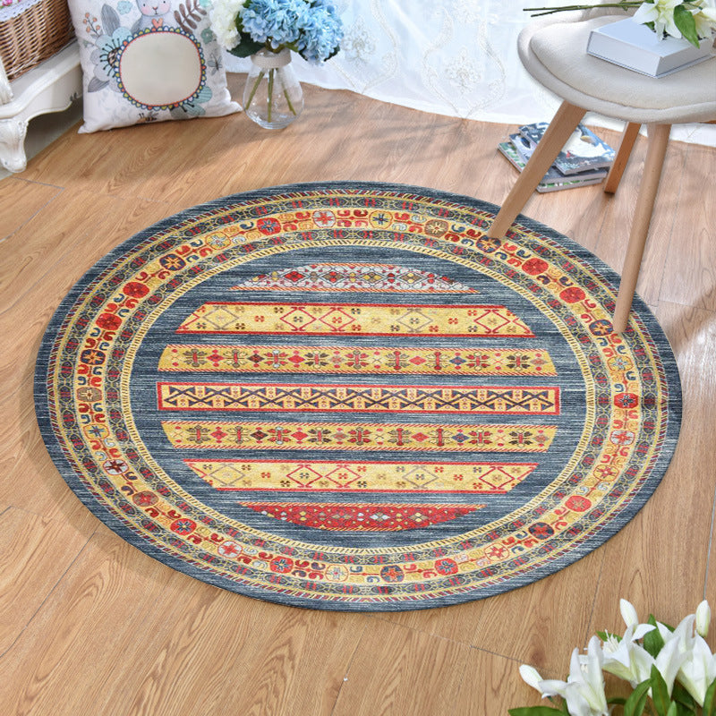 Skorter | Ethnic Multicolor Print Carpet Polyester Persian Carpet Stain Resistant Machine Washable Non-Slip Carpet for the Living Room