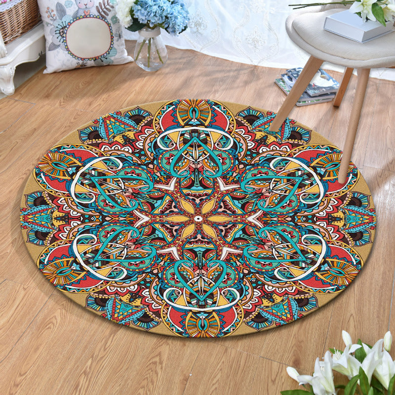 Skorter | Ethnic Multicolor Print Carpet Polyester Persian Carpet Stain Resistant Machine Washable Non-Slip Carpet for the Living Room