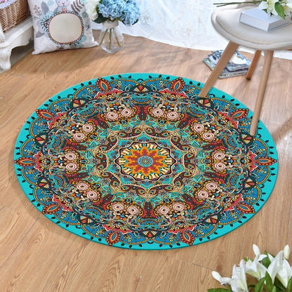 Skorter | Ethnic Multicolor Print Carpet Polyester Persian Carpet Stain Resistant Machine Washable Non-Slip Carpet for the Living Room