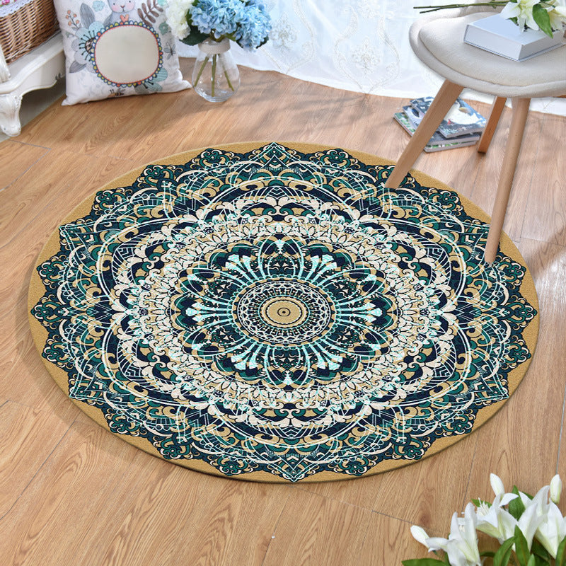 Skorter | Ethnic Multicolor Print Carpet Polyester Persian Carpet Stain Resistant Machine Washable Non-Slip Carpet for the Living Room