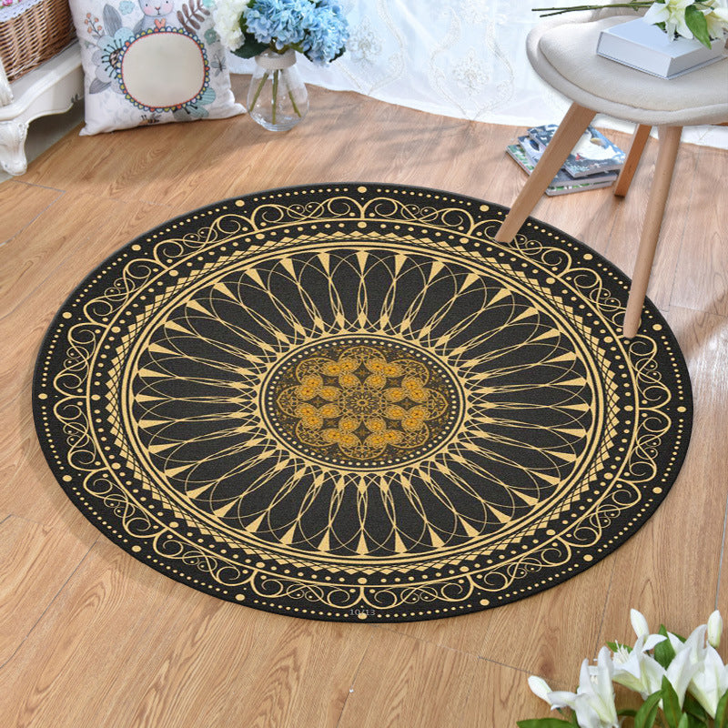 Skorter | Ethnic Multicolor Print Carpet Polyester Persian Carpet Stain Resistant Machine Washable Non-Slip Carpet for the Living Room