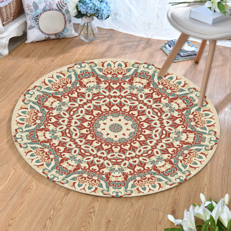 Skorter | Ethnic Multicolor Print Carpet Polyester Persian Carpet Stain Resistant Machine Washable Non-Slip Carpet for the Living Room