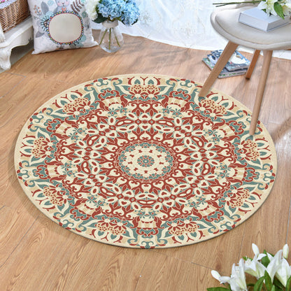 Skorter | Ethnic Multicolor Print Carpet Polyester Persian Carpet Stain Resistant Machine Washable Non-Slip Carpet for the Living Room